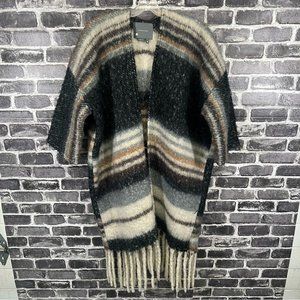 Anthropologie Knit Kimono - One Size Striped Poncho Shawl Boho Western Festival